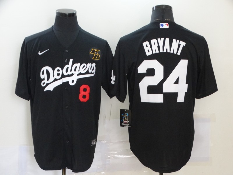 Men's Los Angeles Dodgers Kobe Bryant #8-24 Black Baseball Jersey
